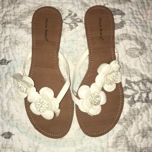 White Flower Accent Flip Flops